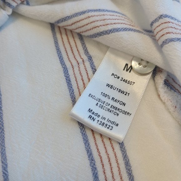 Shyanne White Top with Red/Blue Pinstripe Country Embroidered Tassels - Picture 15 of 15